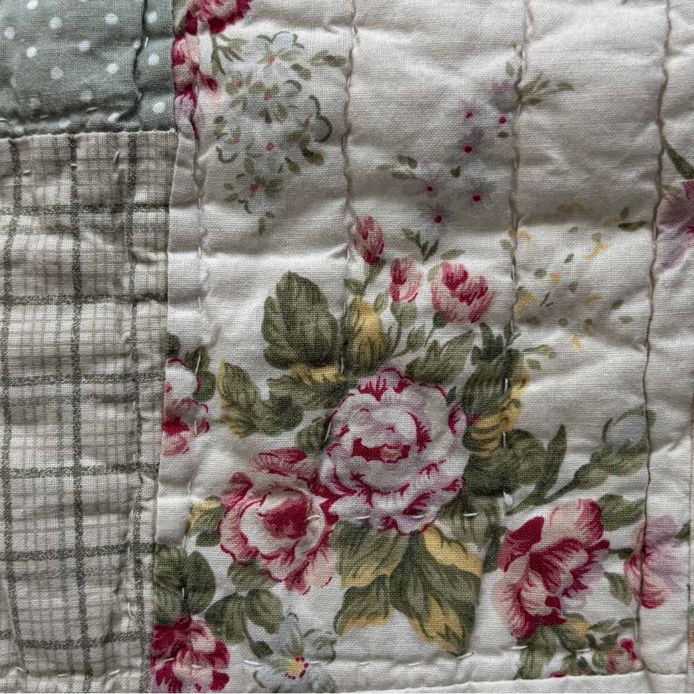 Sunham Home Quilted Patchwork Pillow Sham Floral Emb Cottagecore Shabby chic